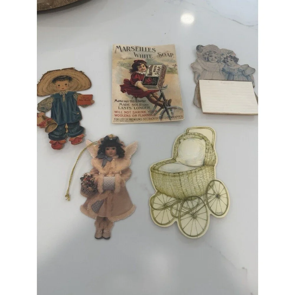 6 Vintage 1940s Hallmark Paper Doll Set with Cut Outs & Greeting Cards Bundle